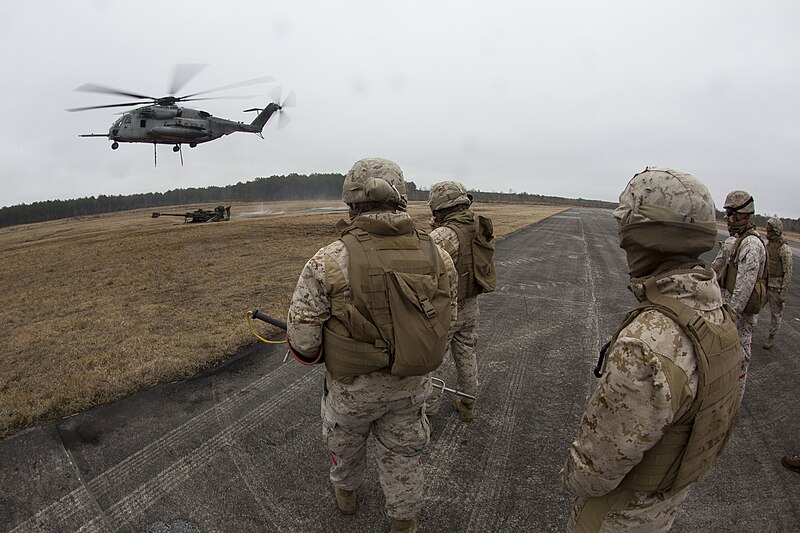 File:Artillery in the air, Landing support specialists test lift capabilities 140319-M-AR522-012.jpg