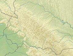 Mapa konturowa Beskidów Wschodnich, w centrum znajduje się czarny trójkącik z opisem „Ihrowiec”