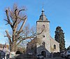 Ensemble formé par l'église Saint-Martin, à Crupet, le vieux cimetière contigu, le presbytère, la place de l'église et le tilleul centenaire croissant sur cette place.