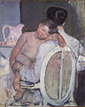 زنی نشسته با کودکی در آغوش ۱۸۹۰ م. اثر مِری کِسات