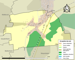 Carte en couleurs présentant l'occupation des sols.