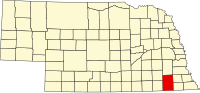 Map of Nebraska highlighting Gage County