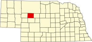 Map of Nebraska highlighting Hooker County