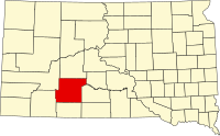 Map of Južna Dakota highlighting Jackson County