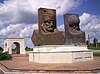 Head sculptures of Miklós Zrínyi (left) and Sultan Suleiman (right) at the Hungarian Turkish Friendship Park, Szigetvár