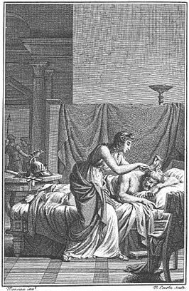 Scylla en Nisus. Tekening door N.A. Monsiau in Les Métamorphoses d'Ovide, Paris 1806.