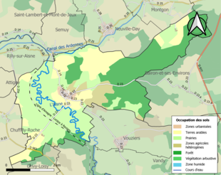 Carte en couleurs présentant l'occupation des sols.