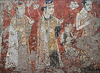 Buddhist mural from Kalai Kafirnigan, Museum of National Antiquities, Dushanbe, Tajikistan. 7th-early 8th century.