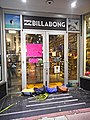 Business on Washington Avenue with sand bags