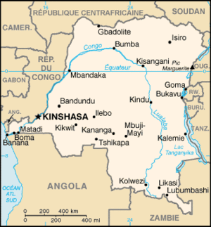 mapo de la Demokratia Respubliko Kongo