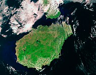 Hainanin saari satelliittikuvassa.