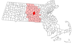 Location in Worcester County in Massachusetts