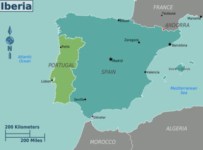 イベリア半島の地図