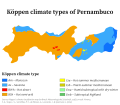 Köppen climate map of Pernambuco