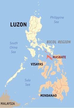 Mapa iti Filipinas a mangipakita ti pakasarakan iti Masbate.