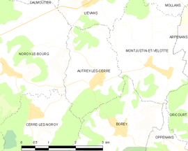 Mapa obce Autrey-lès-Cerre