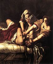 Judith ucigându-l pe Holoferne (1614-20). Ulei pe pânză 199 x 162 cm. Galeria Uffizi, Florența.