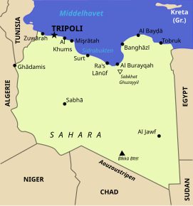 Kart over Libya