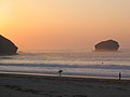 The beach and Gull Rock at sunset