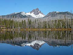 Three Fingered Jack from across Round Lake