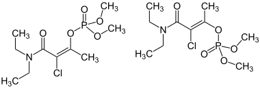 Strukturformel von (E)- und (Z)-Phosphamidon