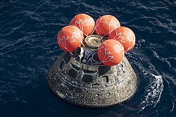 Orion shortly after splashdown