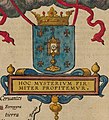 Detalle heráldico en el mapa de Fernando de Ojea, Descripcion del Reyno de Galizia, 1603.