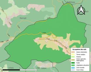 Carte en couleurs présentant l'occupation des sols.