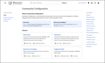 Community Configuration dashboard design