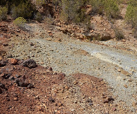 Surface of an open-pit mine, Elba, Italy