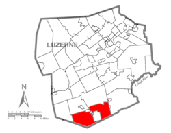 Location of Hazle Township in Luzerne County, Pennsylvania