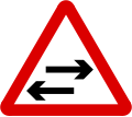 Two-way traffic across one-way road