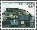 FR 114: Steffan Danielsen: Winter day, Nólsoy 1959, 65x87cm, National Art Museum. Stamp of 1985.