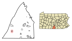 Location of Mercersburg in Franklin County, Pennsylvania.