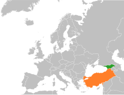 Map indicating locations of Georgia and Turkey