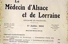 Couverture du Médecin d'Alsace et de Lorraine de 1933 mentionnant le traitement des anthrax et furoncles par bactériophages