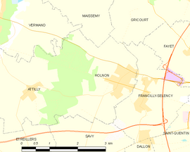 Mapa obce Holnon