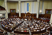 Một buổi họp vào Ngày Hiến pháp Ukraina bên trong tòa nhà Verkhovna Rada ở Kyiv