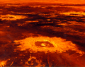 Radarmapo de ekfrapa kratero sur Venuso.