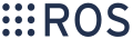 A minimalistic logotype consisting of nine dots arranged in the three-by-three grid and "ROS" to the right. All elements of the dark shade of blue.