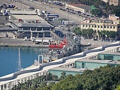 SPS Reina Sofía (F84) in Malaga from Gibralfaro.jpg