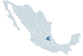 Locator map for the state of Hidalgo within Mexico.