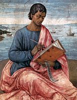 St John the Evangelist on the Island of Patmos (detail), 1485