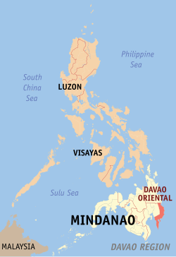 Mapa iti Filipinas a mangipakita ti pakasarakan iti Davao Oriental.