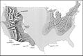 Generalized geographic map of the United States in Late Cretaceous time.