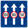 Maximum speed limit for different lane