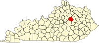 Map of Kentucky highlighting Clark County