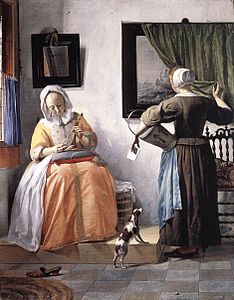 Gabriel Metsu, Femme lisant une lettre, vers 1662-1665, 53 × 40 cm, Dublin, Galerie nationale d'Irlande.