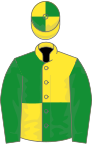 Yellow and green (quartered), green sleeves, quartered cap