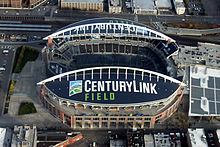 Aerial view of a stadium.